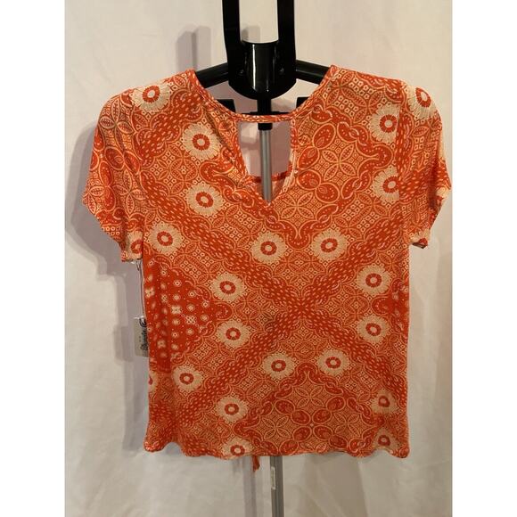 NWT Wrangler Orange Short Sleeved Patterned Shirt Women's size M - Picture 2 of 5